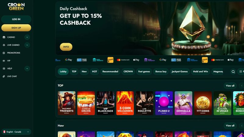 Crowngreen Casino Screenshot